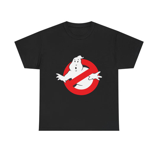 Luxury men's t-shirt in black showcasing the classic Ghostbusters logo, juxtaposed with a striking red circle for a bold look.