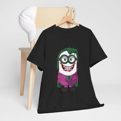 Stylish Men's Funny T Shirt with a Joker Minion design, ideal for adding a whimsical touch to your wardrobe. This unisex shirt is a fun representation of the Minions' zany spirit. T Shirt, Funny, Minions.