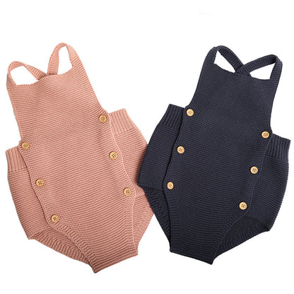 Two Stylish Baby Girl Cotton Rompers in pink and navy, showcasing premium quality and chic design for your little princess.