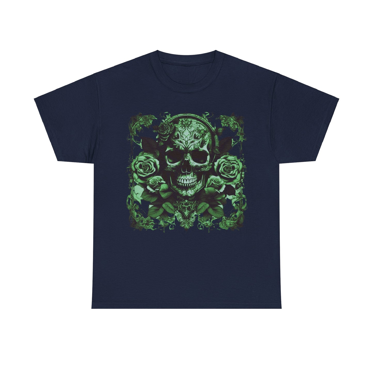 Skulls and Roses Cotton Tee, Unisex Graphic Shirt, 7 color choice