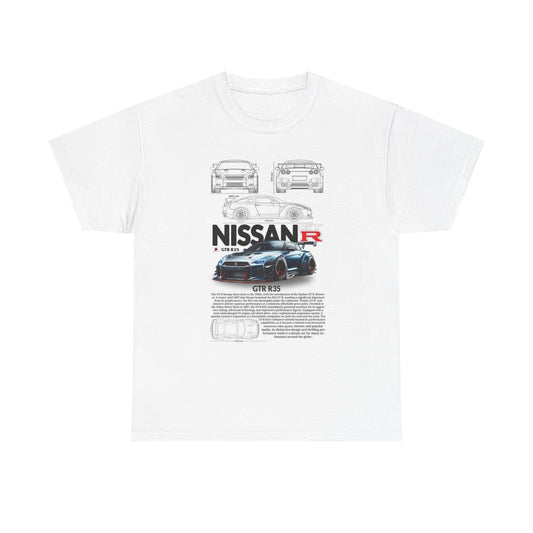 Nissan GTR R35 T-Shirt Men's Womens Technical Illustration Car Design Unisex Tee