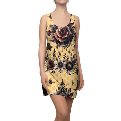 Chic Women's Designer Racerback Dress featuring a vibrant floral design, perfect for summer parties and casual outings.