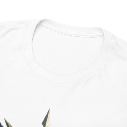 Close-up image of the neckline of a white t-shirt, highlighting the premium quality and detailed stitching, embodying luxury in casual wear.