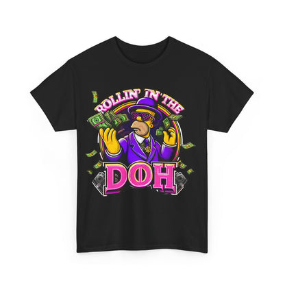 Homer Simpson Graphic Unisex T-Shirt - Eye-catching graphic design of Homer Simpson with money, embodying fun and luxury in casual attire.