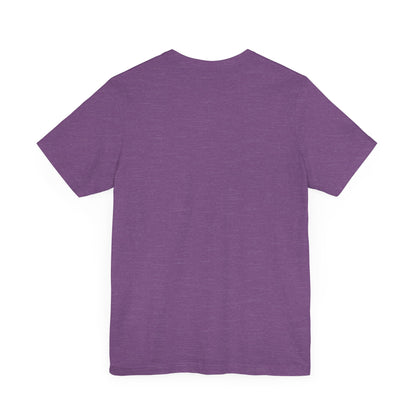 Back view of a soft purple Sabrina Carpenter Inspired Unisex Short Sleeve Tee, an essential luxury fashion piece suitable for various occasions.