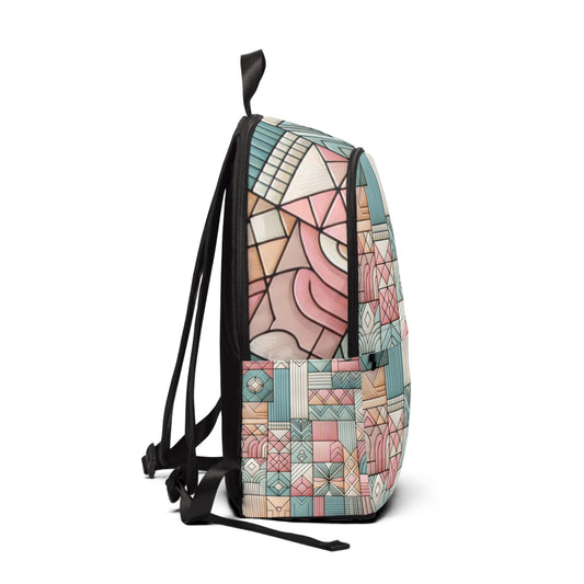 Interior view of the Dazzling Dreams Studio Modern Pastel Geometric Backpack showcasing spacious compartments for organized storage.