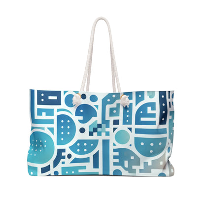 Elara Sinclair Pastel Blue Weekender Tote Bag by Dazzling Dreams Studio - Elegant design showcasing unique pattern with soft pastel hues, perfect for sophisticated travel.