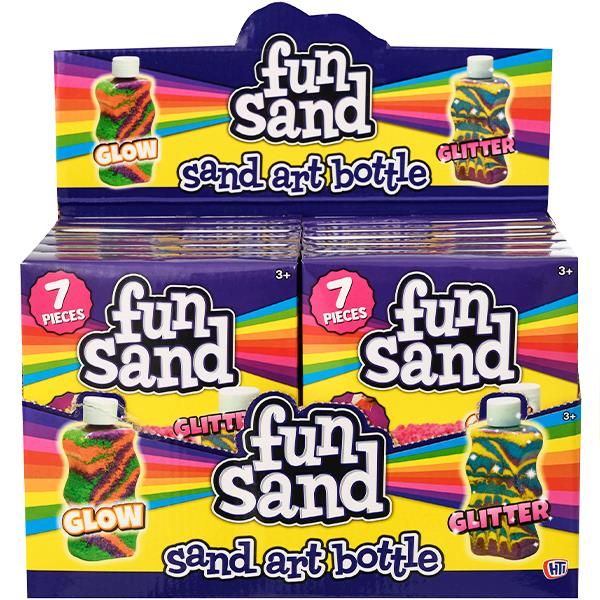 Children's 7 Piece Fun Sand Art Bottle Set with Glitter or Glow Theme