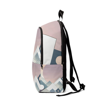 Pastel Geometric Backpack by Dazzling Dreams Studio showcasing elegant design and harmonious pastel colours, perfect for a modern fashion statement.