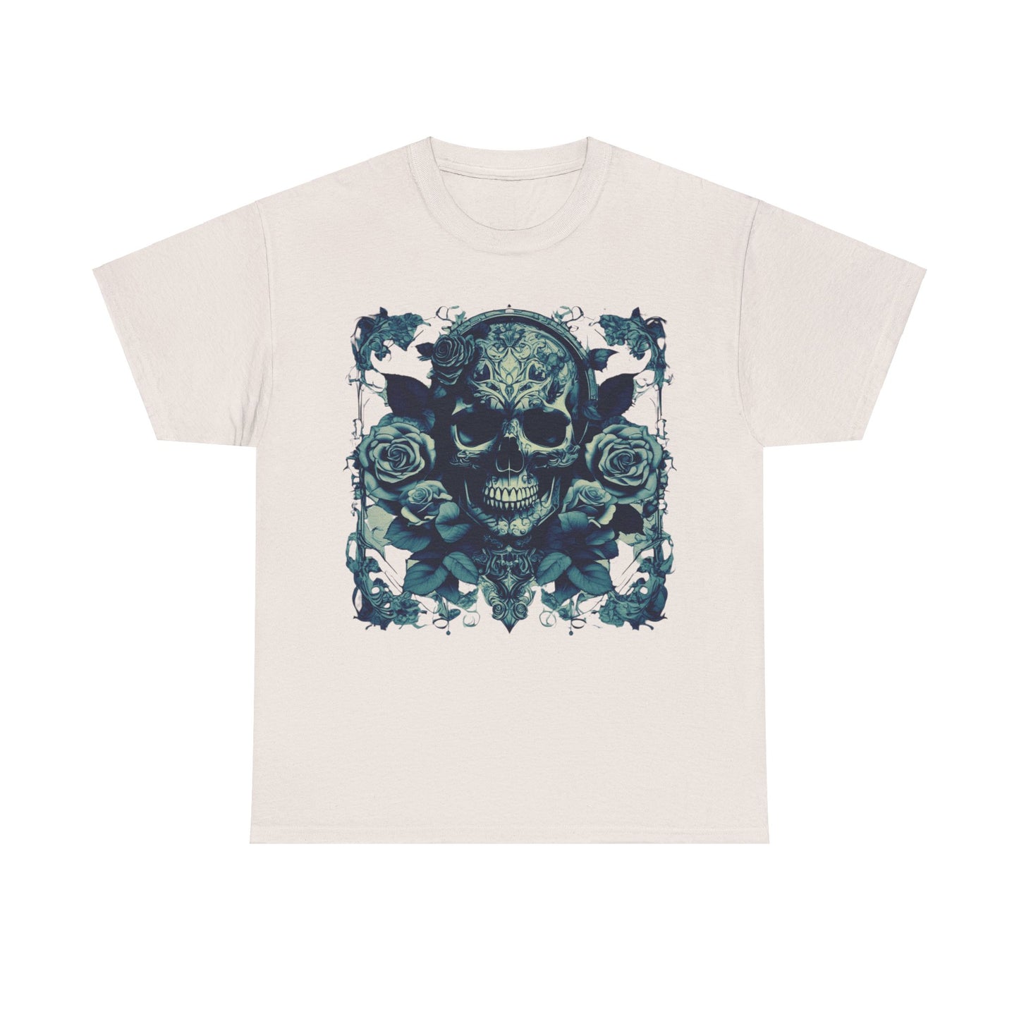 Skulls and Roses Cotton Tee, Unisex Graphic Shirt, 7 color choice