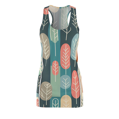 Valentina Ravenna Racerback Dress featuring a pastel nature-inspired design with artistic silhouettes of trees.