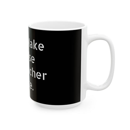 A person holding the Inappropriate Slogan Ceramic Mug, a great addition to any cheeky coffee lover's collection.