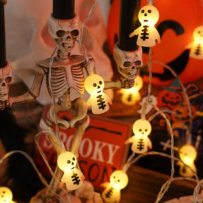 Elegant PVC Soft Material Halloween Lighting Chain displaying charming skeleton figures, perfect for adding a festive spirit to your Halloween home decor.