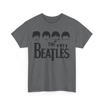 Front view of The Beatles Unisex Graphic Cotton T-Shirt in dark grey, featuring a stylish design that celebrates the legendary band.