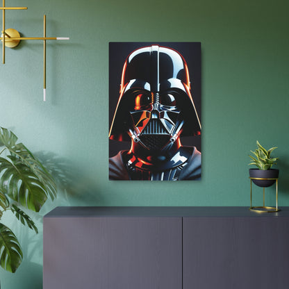 Darth Vader Star Wars Metal Art Poster artistically positioned in a stylish environment, embodying the sophistication and allure of sci-fi inspired elegance.