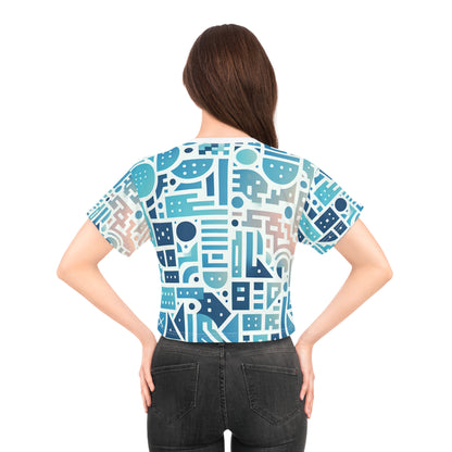 Back view of Elara Sinclair Stylish Crop Top exemplifying unique fashion statement with breathable fabric, designed by Dazzling Dreams Studio.