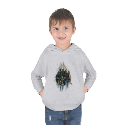 Luxury Millenium Falcon Hoodie for children aged 2-5 years, featuring a vibrant graphic design, worn by a young boy, perfect for stylish playdates.