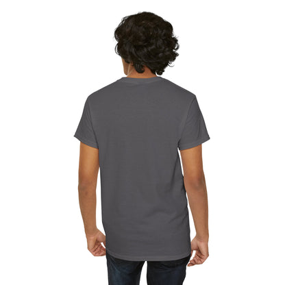 Back view of a luxurious unisex Iron Mando graphic tee in dark grey fabric, perfect for fans of high-quality Star Wars apparel.
