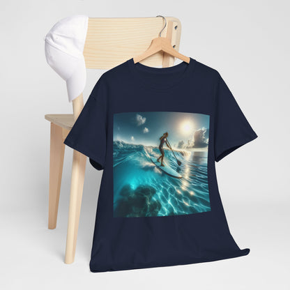 Delightful Paddle Board T-Shirt by Dazzling Dreams Studio featuring a stunning paddleboarding graphic, ideal for nature lovers and water sports enthusiasts.