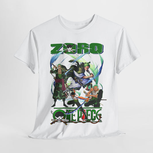 Luxury One Piece Men's T-Shirt in white featuring an exquisite graphic of Zoro and other iconic characters, perfect for anime enthusiasts seeking stylish streetwear.