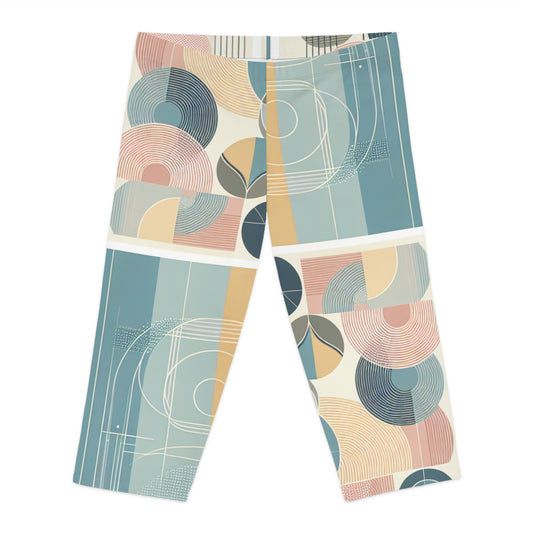 Fitfinity Edge: Evolution Gym and Fitness Studio Capri Leggings showcasing a chic and contemporary aesthetic with eye-catching geometrical shapes and colours.