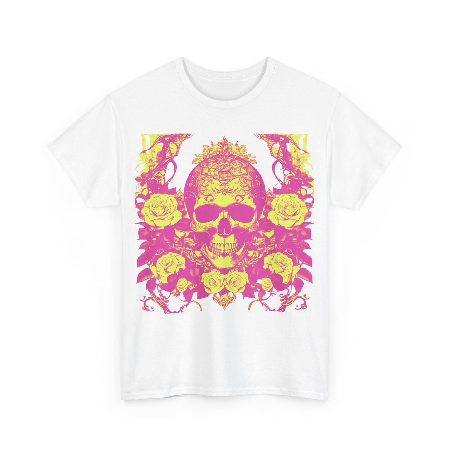 Skulls and Roses Cotton Tee, Unisex Graphic Shirt, 7 color choice