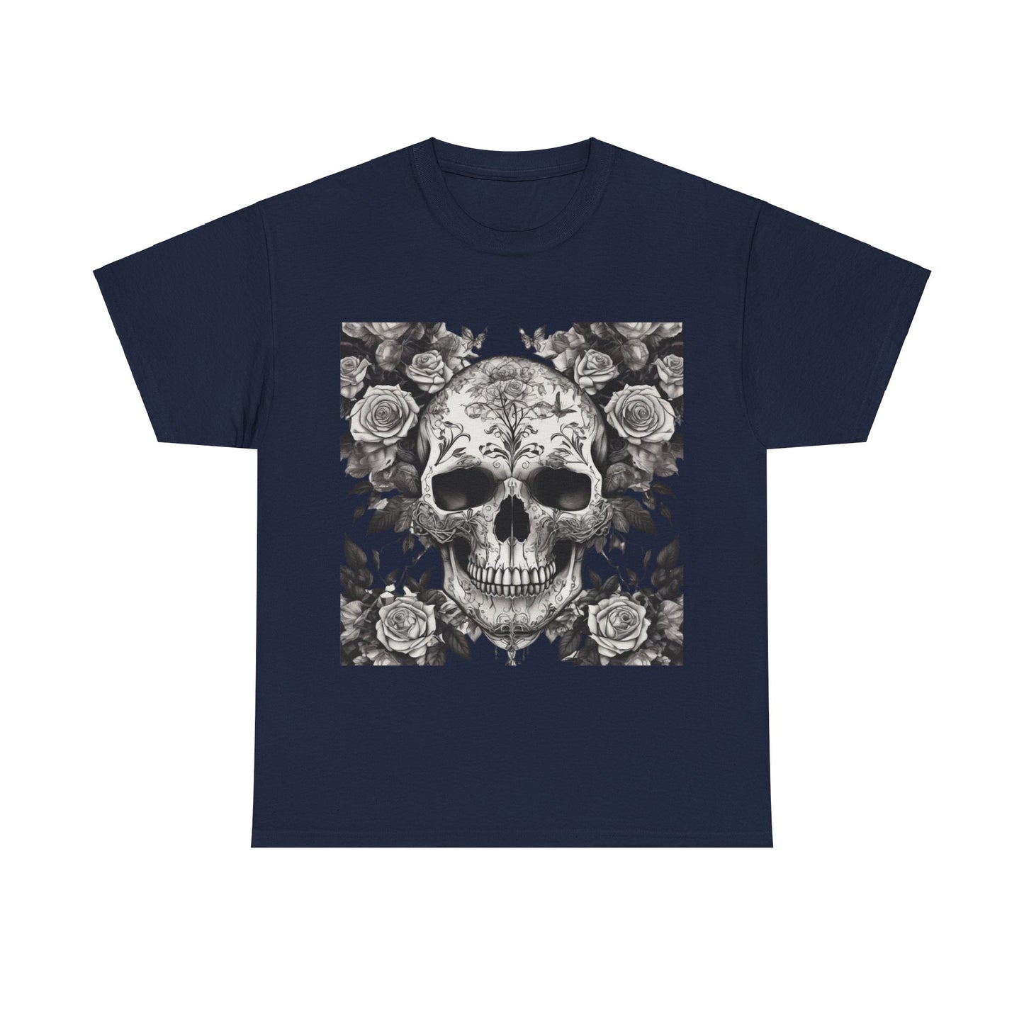 Skulls and Roses Cotton Tee, Unisex Graphic Shirt,