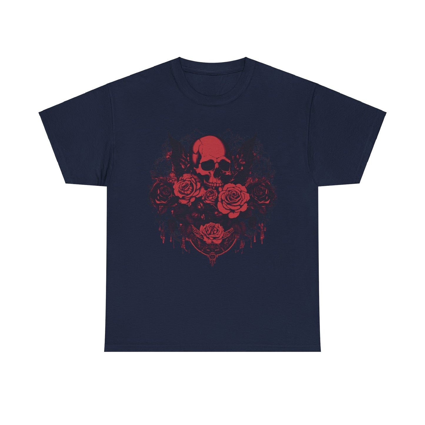 Skulls and Roses Cotton Tee, Unisex Graphic Shirt, 7 color choice