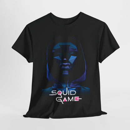 Luxurious black Squid Game unisex graphic t-shirt featuring a geometric design and iconic artwork, perfect for stylish men and women.