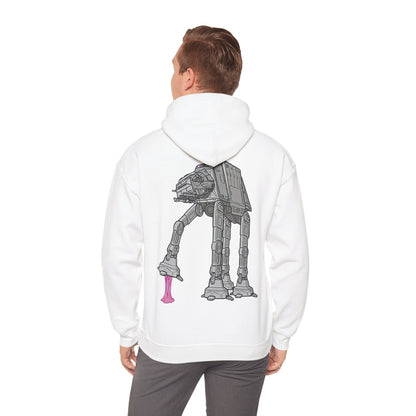 Dynamic Back Print Hoodie Featuring Rebel Gum Star Wars AT-AT with Pink Gum in luxurious detail.