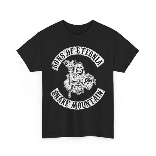 Skeletor Sons of Anarchy Mashup Unisex Men´s Women´s Graphic T Shirt Tee displayed on a plain background, highlighting its bold, artistic graphic and superior craftsmanship.