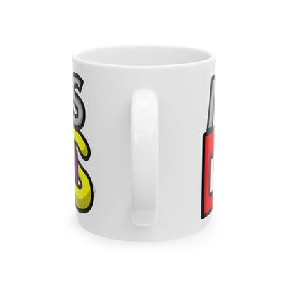 MS-DOS Logo Retro Image Ceramic Mug elegantly displaying the MS-DOS logo in striking colours. An exquisite choice for anyone who appreciates vintage tech culture, designed for both style and functionality.
