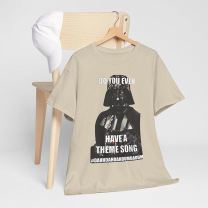 Darth Vader Star Wars Unisex Mens Graphic Cotton Funny T Shirt Tee Vintage laid out with a baseball cap on a chair, highlighting the playful design featuring Vader.