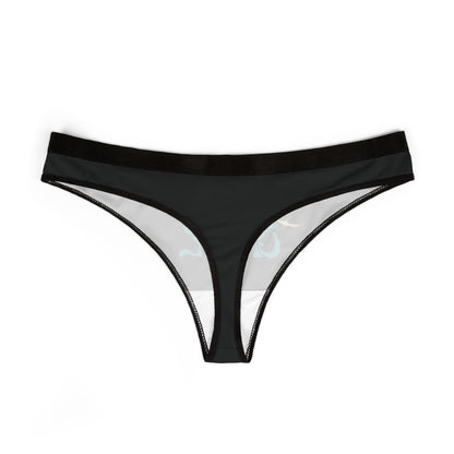 Elegant black thong panties featuring sheer detailing and luxurious silk material, perfect for adding a touch of seduction and sophistication to your lingerie collection.