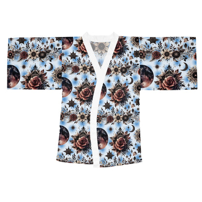 Beautiful Floral Kimono Robe for women displaying an intricate floral print, a luxurious addition to your designer lounge wear collection.