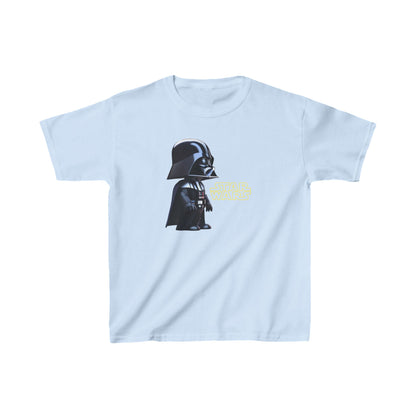 Kids Cute Darth Vader T-shirt Heavy Cotton Tee in soft blue showcasing a charming Darth Vader design, ideal for stylish young Jedi.