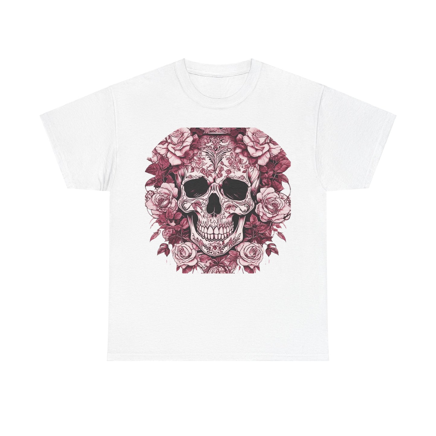 Skulls and Roses Cotton Tee, Unisex Graphic Shirt, 7 color choice