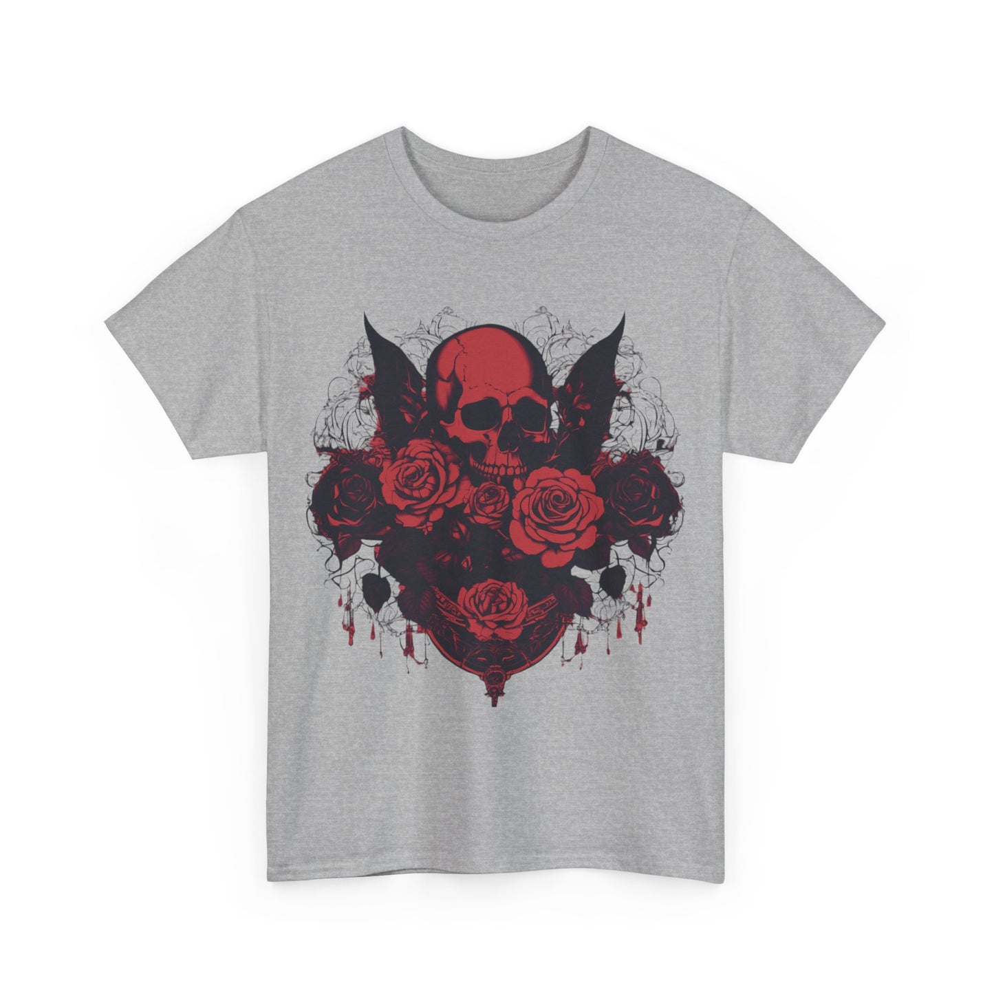 Skulls and Roses Cotton Tee, Unisex Graphic Shirt, 7 color choice