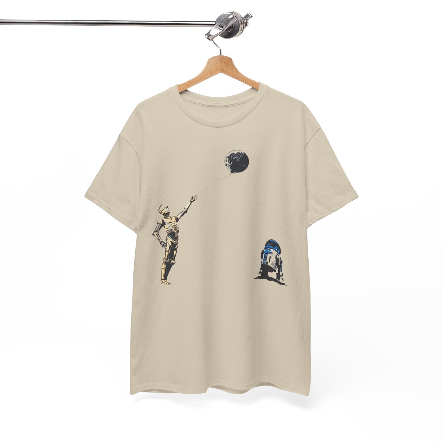 Star Wars T-Shirt - C-3PO & R2-D2 with Death Star Balloon - Funny Graphic Men's