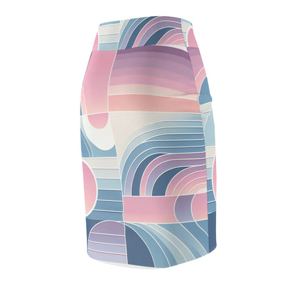 Stylish view of the Celeste Rutherford Pastel Gradient Pencil Skirt, featuring a high-quality design that effortlessly combines comfort and elegance, ideal for making a bold impression at any event.