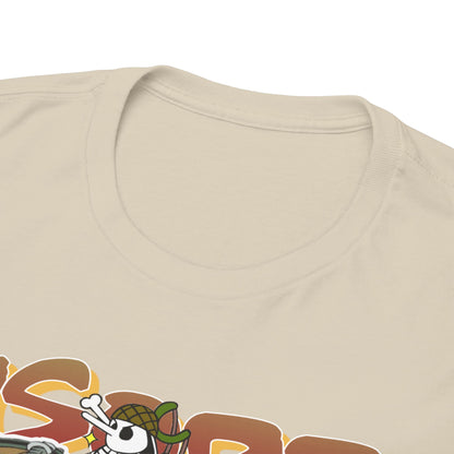 Elegant close-up of the neckline of a premium Anime Manga T-shirt showcasing a stylish design.