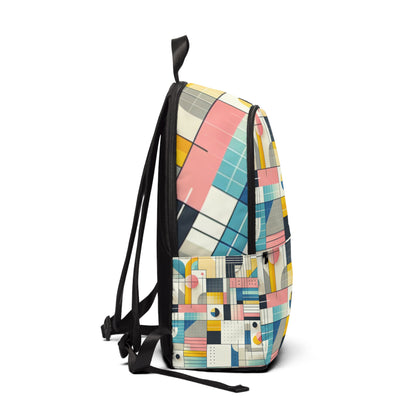 Close-up of Pastel Geometric Modern Backpack by Dazzling Dreams, featuring high-quality materials and intricate geometric patterns that embody luxury and whimsy for the contemporary individual.