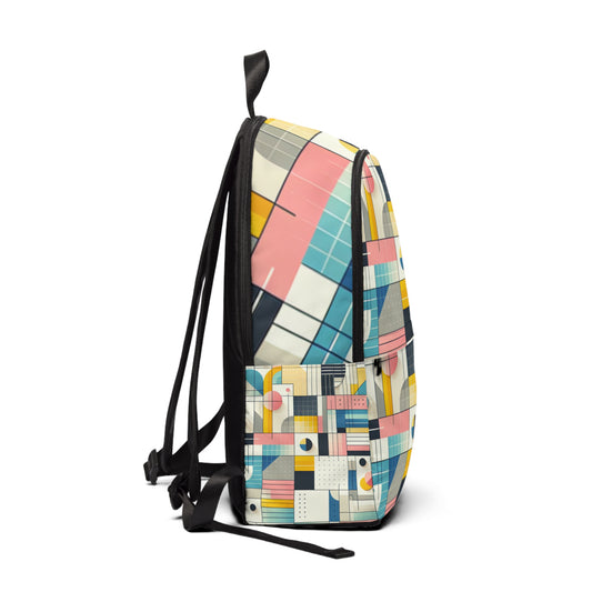 Close-up of Pastel Geometric Modern Backpack by Dazzling Dreams, featuring high-quality materials and intricate geometric patterns that embody luxury and whimsy for the contemporary individual.