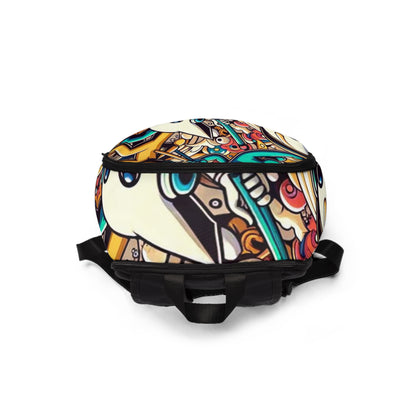 Stylish lifestyle image of the Modern Cartoon Backpack from Dazzling Dreams Studio, demonstrating its chic design and vibrant artistic flair in everyday settings.