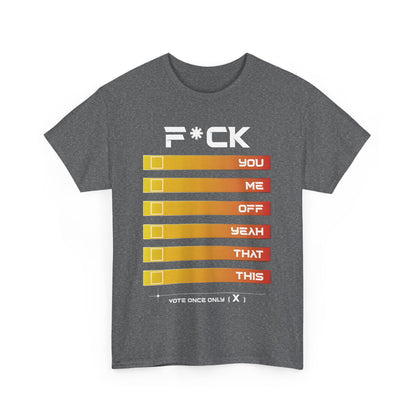 F*Ck Graphic Tee - Premium Cotton Unisex Remarkable Statement T-Shirt in Heather Grey, elegantly designed with the F*Ck graphic and bold colour contrast.
