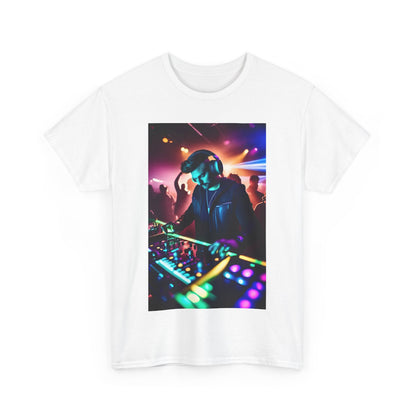 Front view of the Street Monster Graphic T-Shirt in white featuring a colourful DJ graphic, embodying the essence of modern streetwear.
