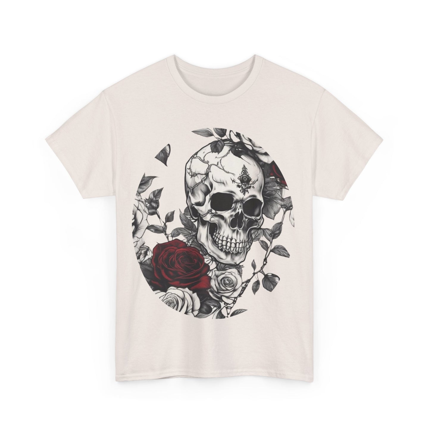 Skulls and Roses Cotton Tee, Unisex Graphic Shirt,