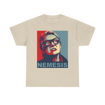 Elegant unisex Snatch Brick Top Nemesis tee showcasing a captivating graphic design with the word 'NEMESIS' prominently displayed, ideal for stylish individuals looking to express their unique identity.
