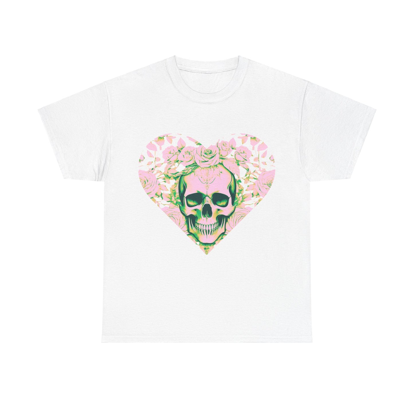 Skulls and Roses Cotton Tee, Unisex Graphic Shirt, 7 color choice