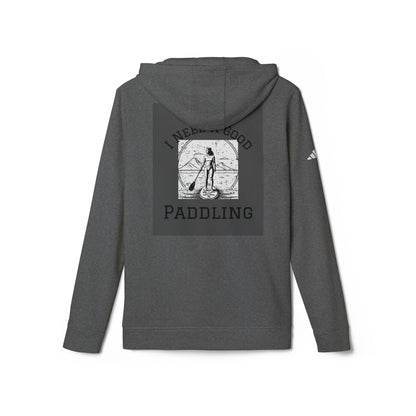 Back view of Adidas Women’s Fleece 'I Need a Good Paddling' Hoodie showcasing attractive grey fabric and graphic.